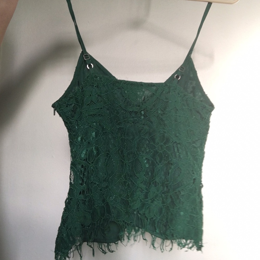 2/$15 Xhilaration Green Lace Side zip tank top